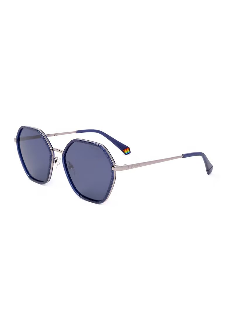 Polaroid Ochelari de soare hexagonali cu lentile polarizate - Argintiu