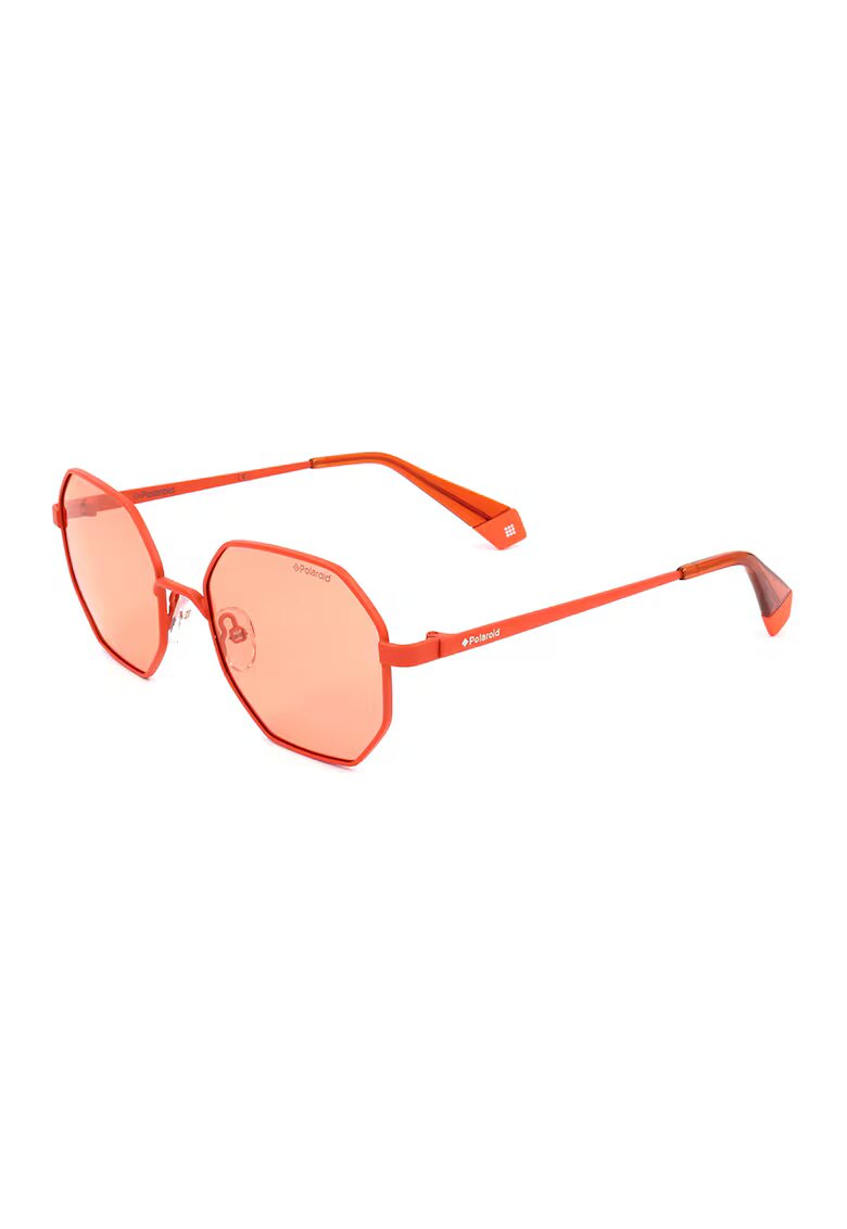 Polaroid Ochelari de soare hexagonali cu lentile polarizate si model unisex - Portocaliu mandarina
