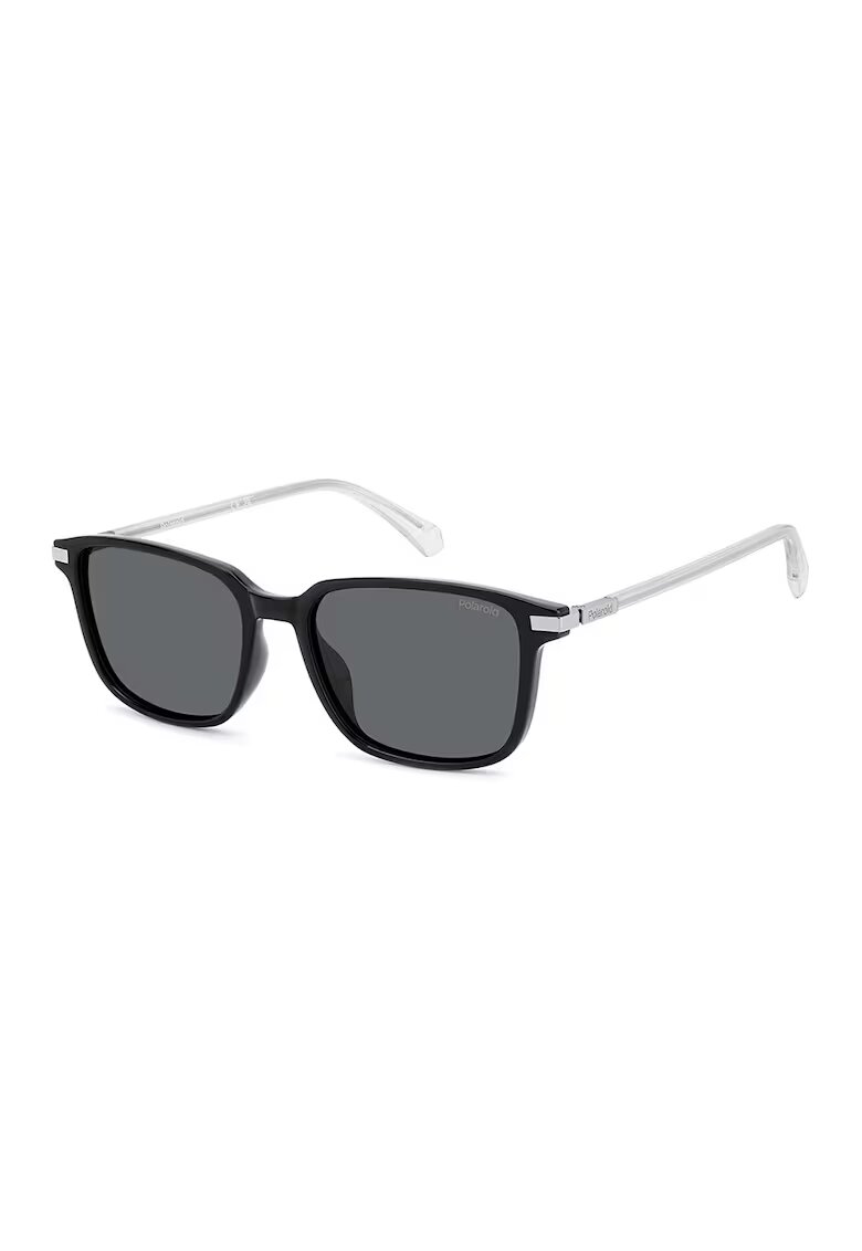 Polaroid Ochelari de soare patrati cu lentile polarizate - Negru/Argintiu