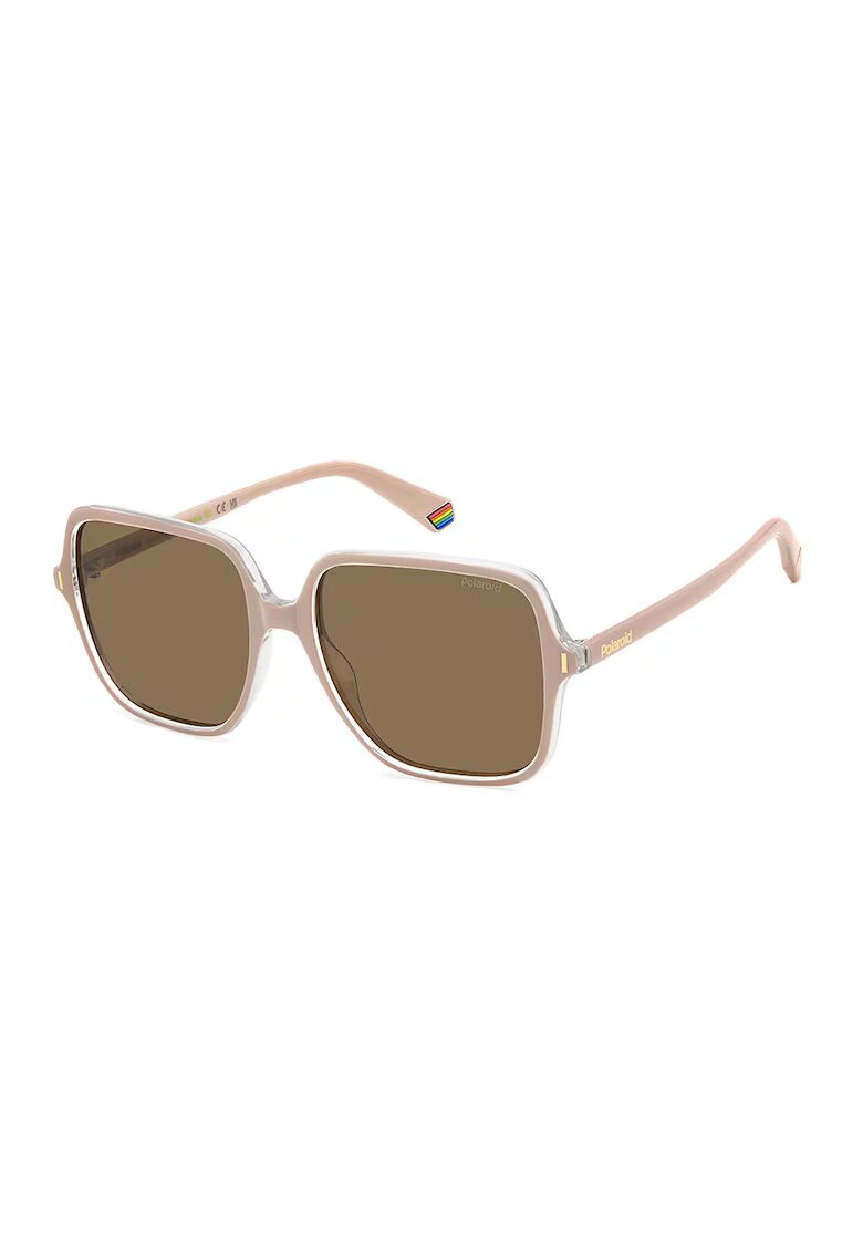 Polaroid Ochelari de soare patrati cu lentile polarizate - Roz prafuit