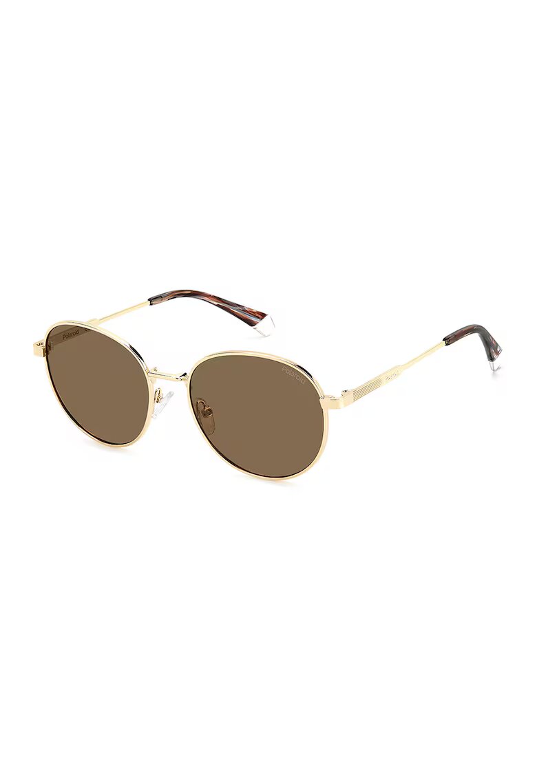 Polaroid Ochelari de soare rotunzi cu rama metalica - Auriu