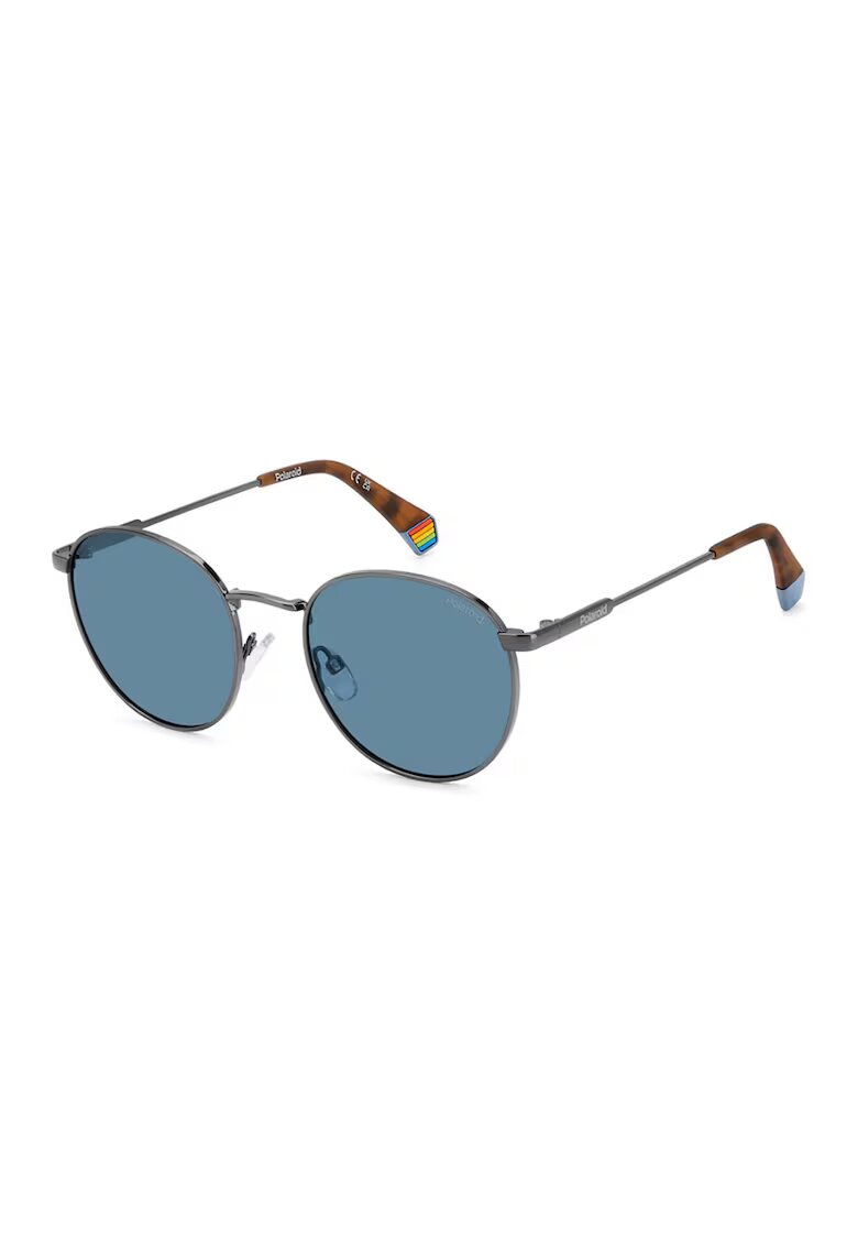Polaroid Ochelari de soare rotunzi unisex cu lentile polarizate - Albastru prafuit/Argintiu inchis