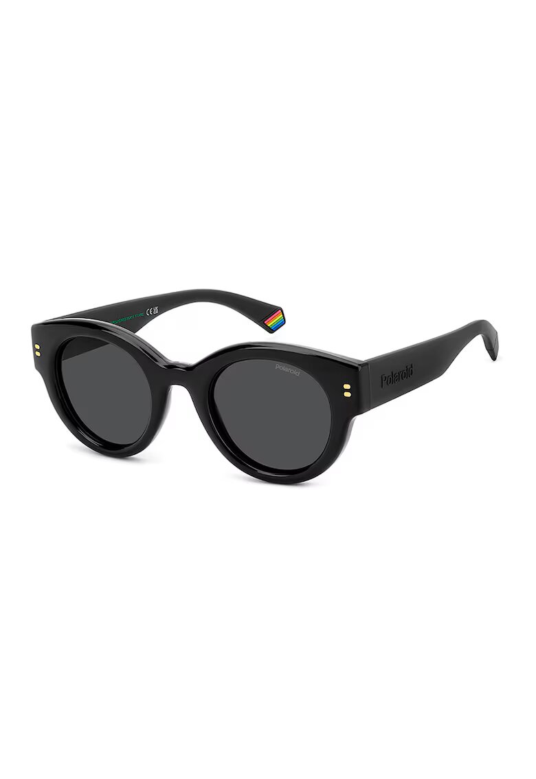 Polaroid Ochelari de soare rotunzi unisex cu lentile polarizate - Gri inchis