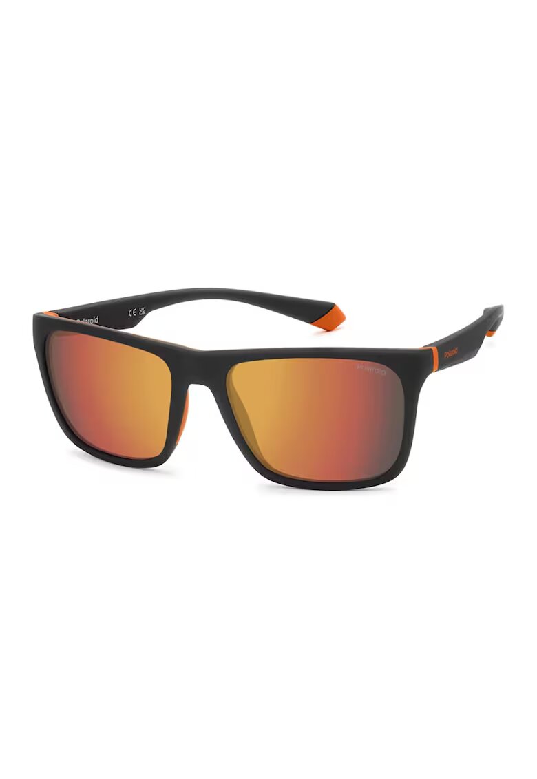 Polaroid Ochelari de soare unisex cu lentile polarizate - Negru stins/Portocaliu mandarina