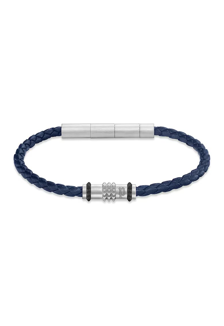 Police Bratara de piele cu aspect impletit - Bleumarin