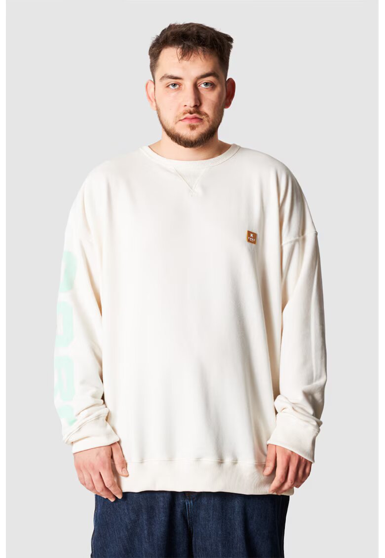 PORC Bluza de trening cu logo aplicat si model unisex - Alb/Turcoaz