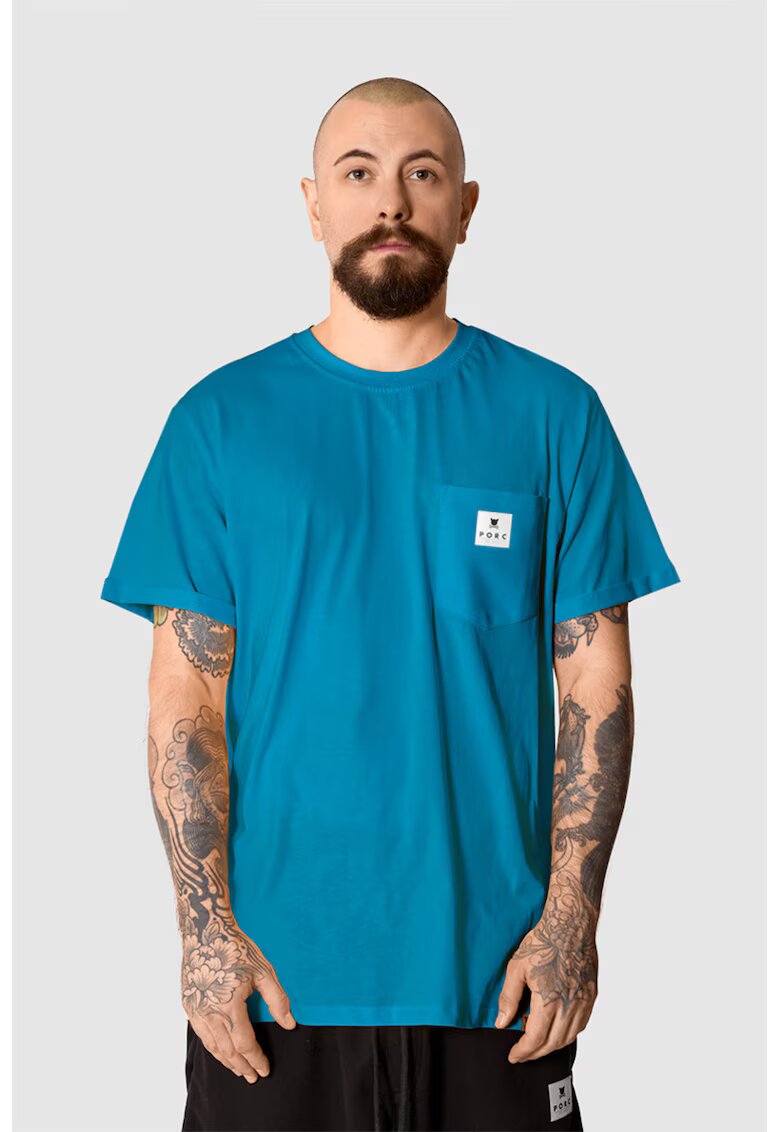 PORC Tricou unisex cu aplicatie logo reflectorizanta - Albastru inchis