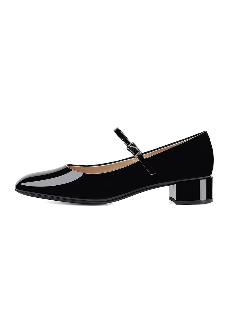 Potamy Balerini Mary Jane de piele cu aspect lacuit - Negru
