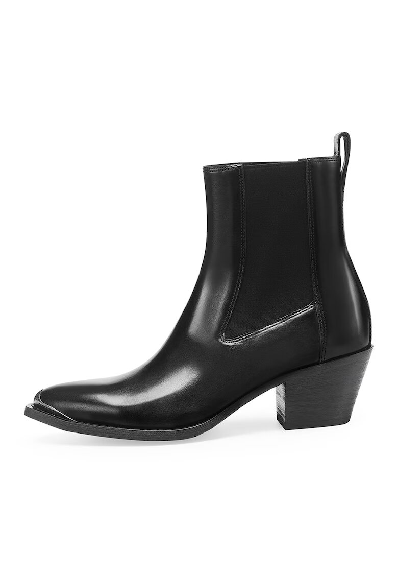 Potamy Botine Chelsea de piele cu varf ascutit - Negru