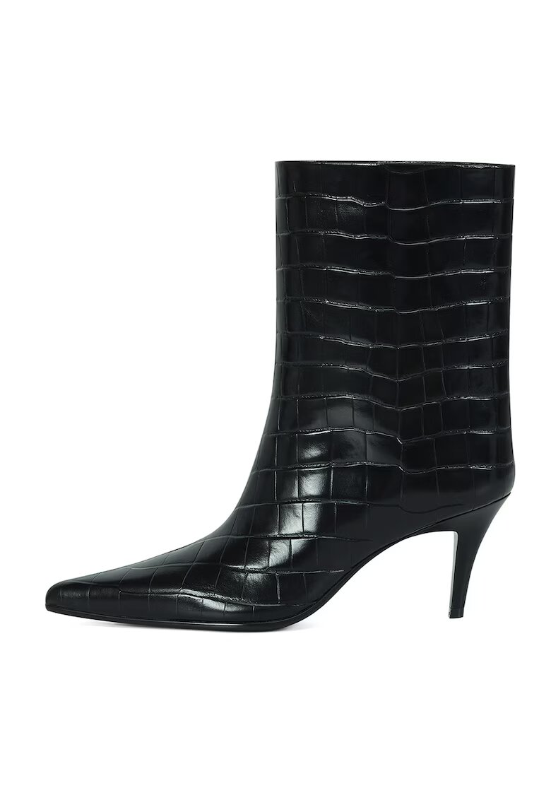 Potamy Botine din piele cu toc kitten - Negru stins