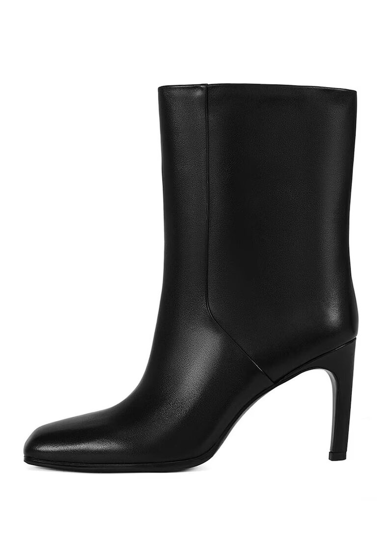 Potamy Botine din piele cu toc patrat - Negru