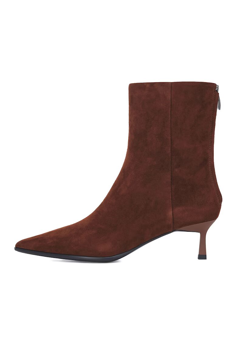 Potamy Botine din piele intoarsa cu varf ascutit - Maro cognac