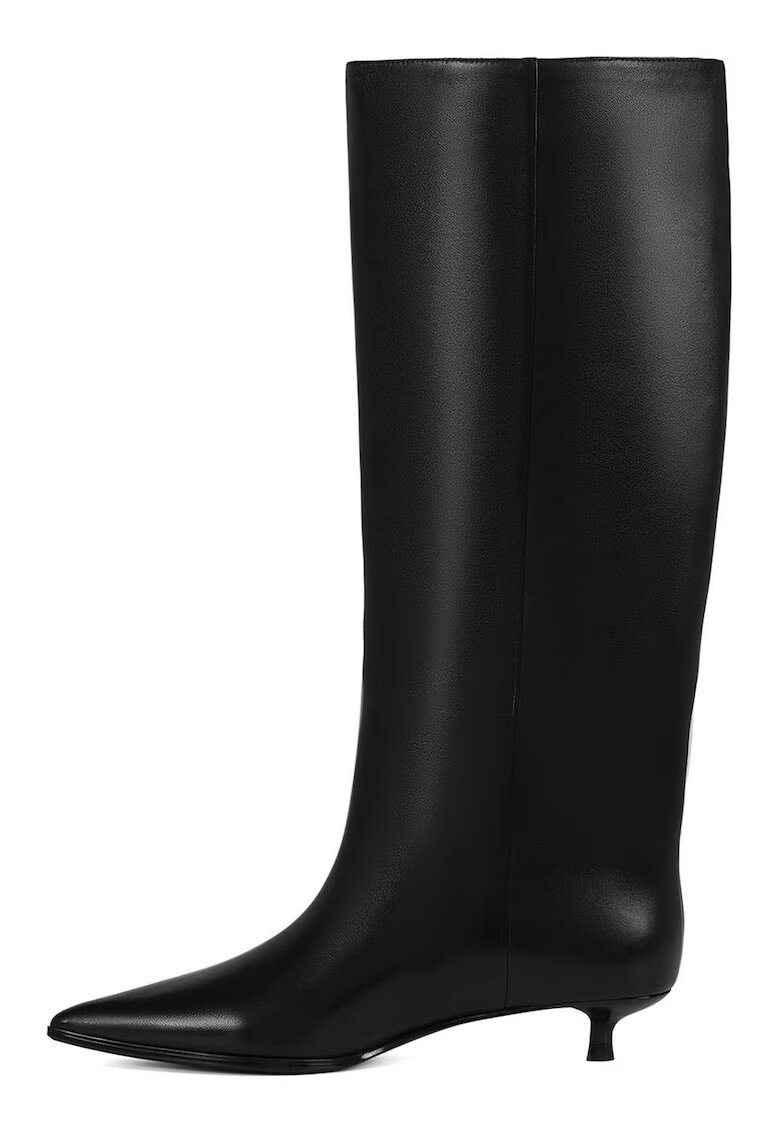 Potamy Cizme lungi din piele cu toc kitten - Negru