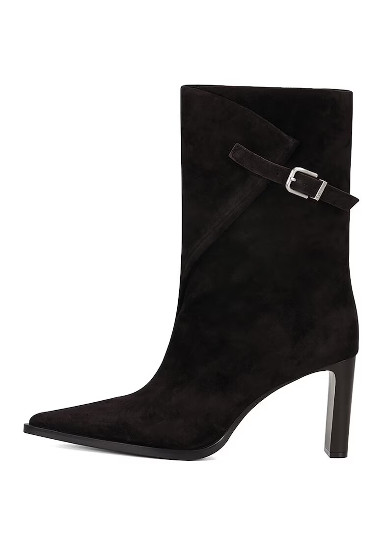 Potamy Cizme mid-calf din piele intoarsa cu toc inalt - Negru
