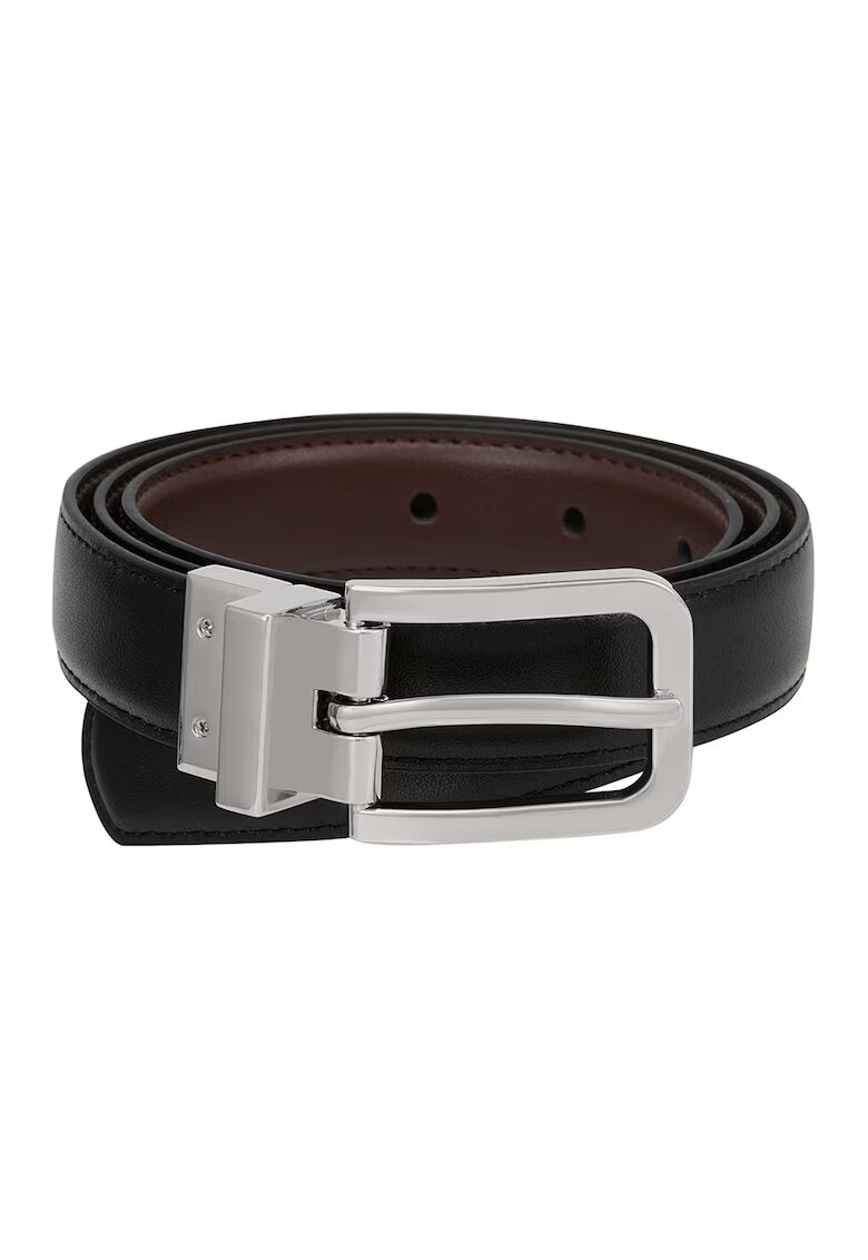 Potamy Curea din piele cu catarama metalica - Negru stins