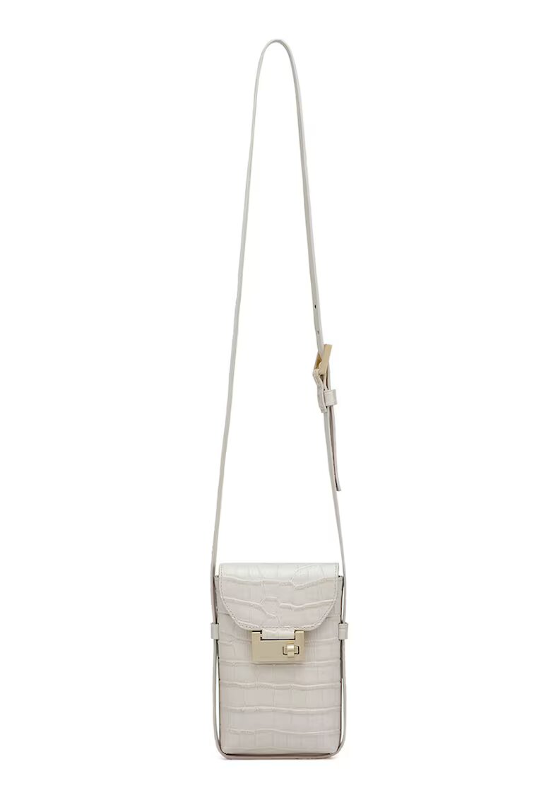 Potamy Geanta crossbody cu model piele de reptila - Alb fildes