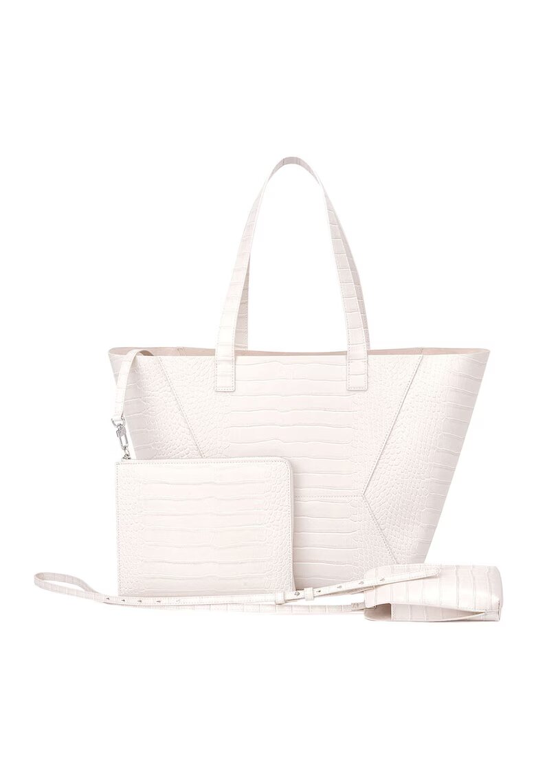 Potamy Geanta shopper cu model crocodil - Alb