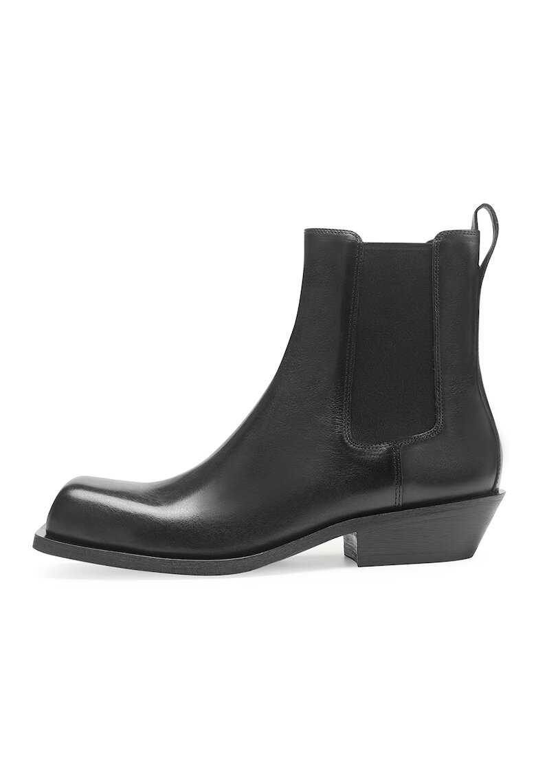 Potamy Ghete Chelsea de piele cu varf patrat - Negru