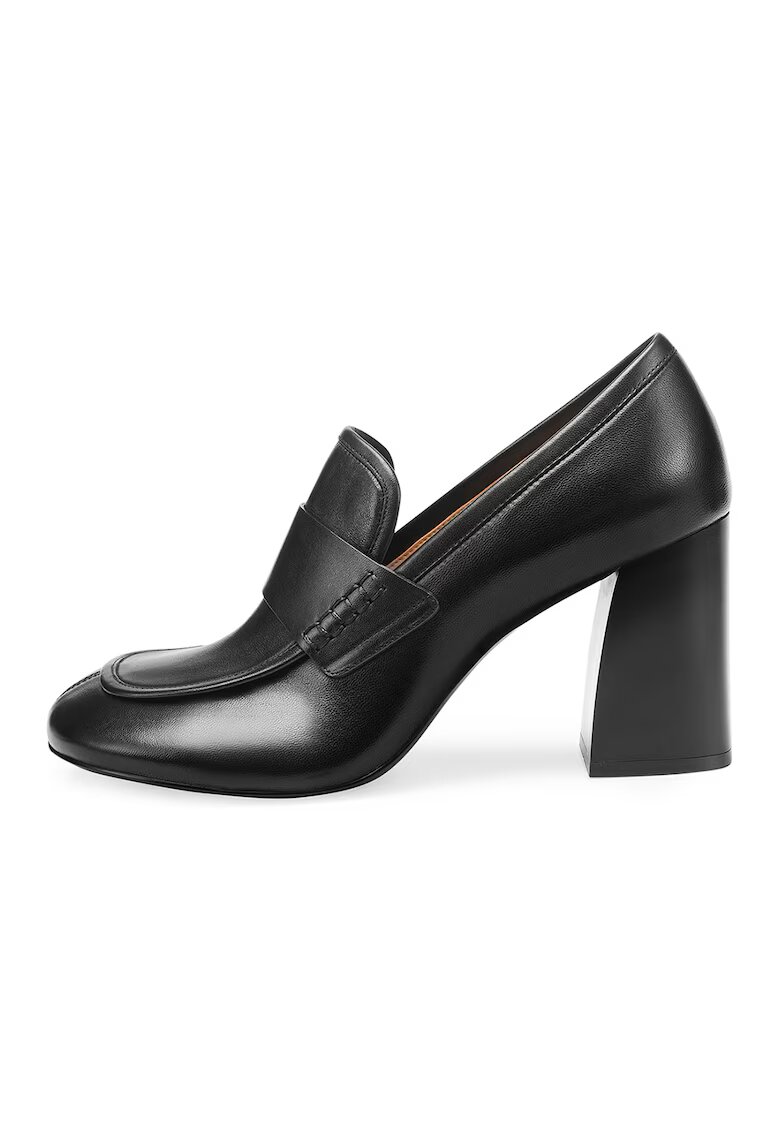 Potamy Pantofi loafer de piele cu toc masiv - Negru