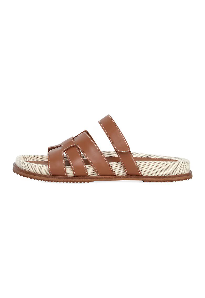 Potamy Papuci de piele cu velcro - Caramel