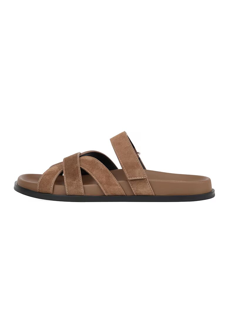 Potamy Papuci din piele cu velcro - Caramel