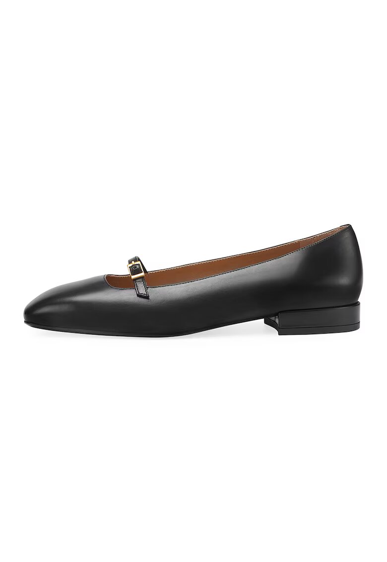 Potamy Premium Balerini de piele cu varf patrat - Negru