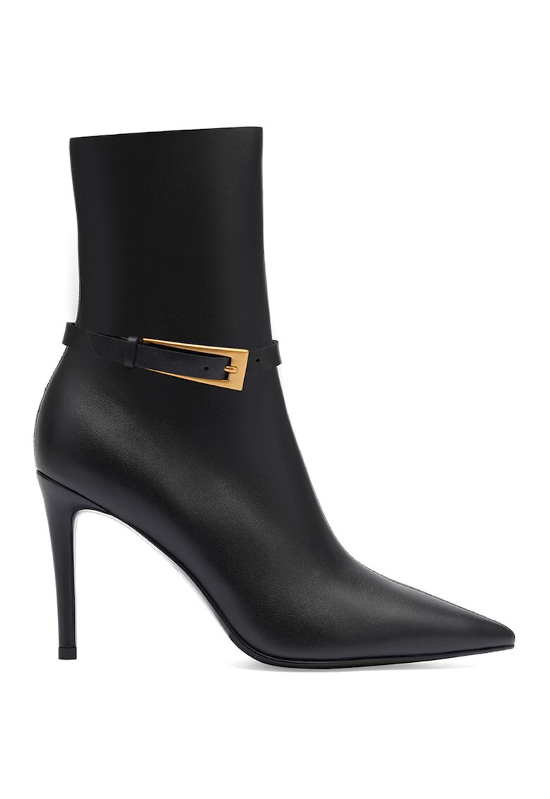 Potamy Premium Botine de piele ecologica cu varf ascutit - Negru