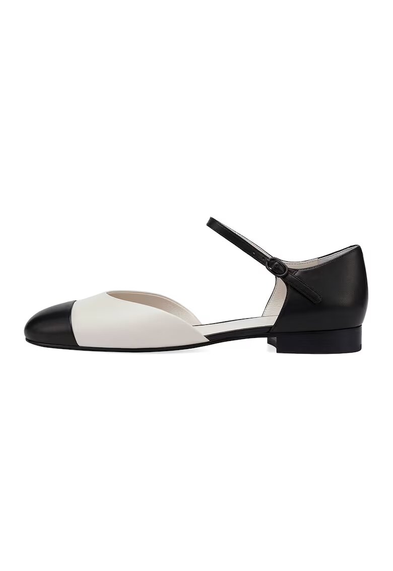 Potamy Premium Pantofi Mary Jane de piele - Negru/Alb murdar