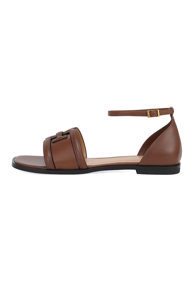 Potamy Premium Sandale de piele cu bareta pe glezna - Maro inchis