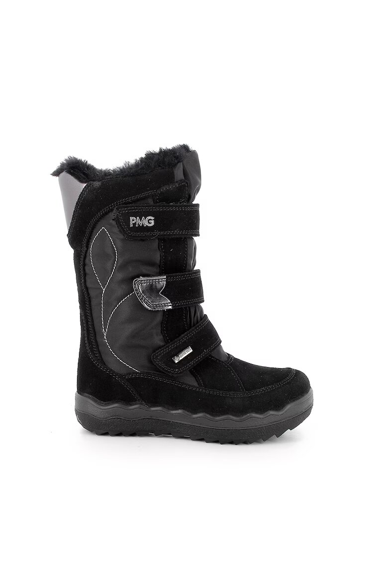 Primigi Cizme mid-calf cu velcro si garnituri de piele intoarsa - Negru