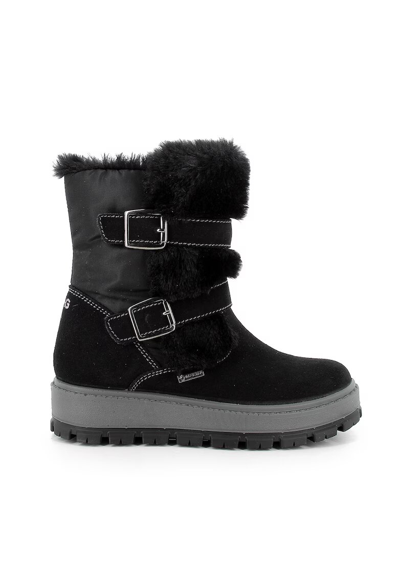 Primigi Cizme mid-calf de piele intoarsa cu garnituri de blana sintetica - Negru