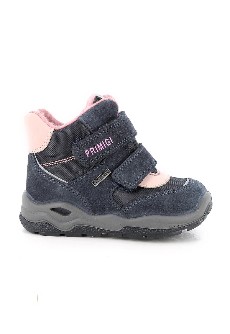Primigi Ghete de piele intoarsa cu benzi velcro - Roz pal/Bleumarin