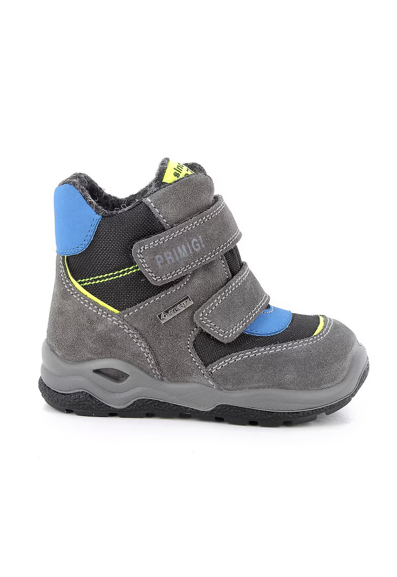 Primigi Ghete de piele intoarsa cu velcro - Gri/Negru stins