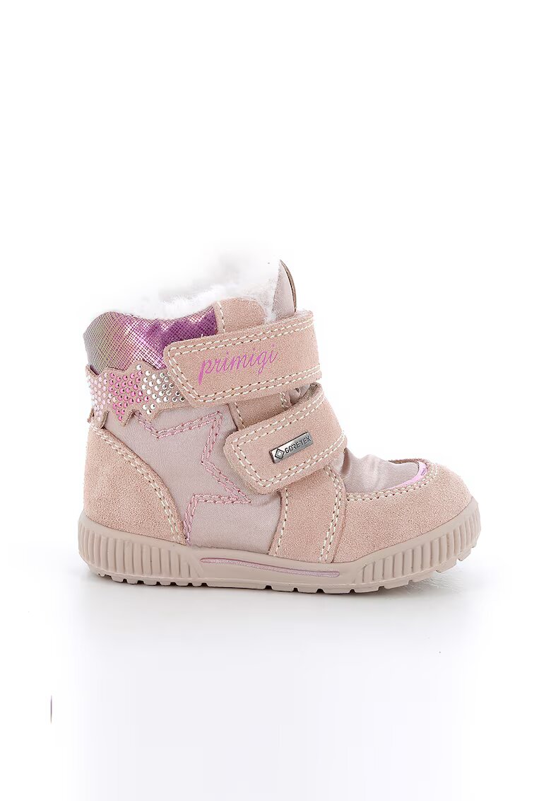Primigi Ghete de piele intoarsa cu velcro si aplicatii de strasuri - Roz