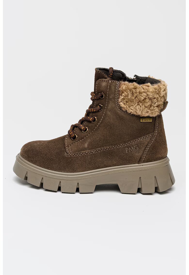 Primigi Ghete din piele intoarsa cu blana shearling si tehnologie Gore-Tex - Maro