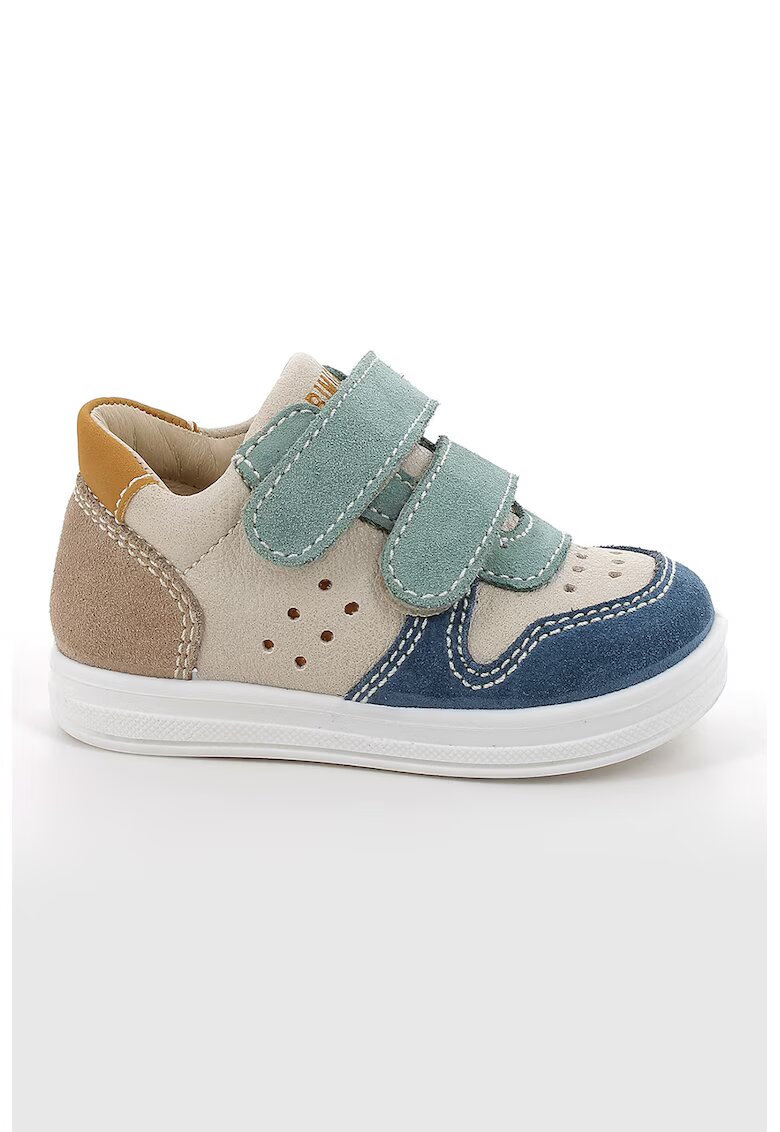 Primigi Pantofi sport cu inchidere velcro si segmente din piele intoarsa - Verde/Albastru inchis/Bej deschis