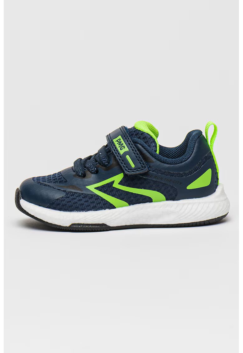 Primigi Pantofi sport cu inchidere velcro - talpa plata si insertii din piele ecologica - Verde deschis/Bleumarin