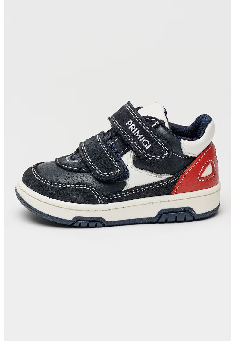 Primigi Pantofi sport de piele si piele intoarsa - Rosu vermillion/Bleumarin