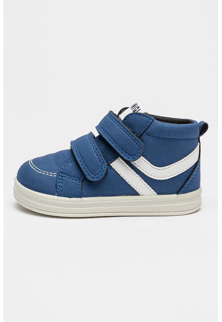 Primigi Pantofi sport de piele sintetica intoarsa cu velcro - Alb/Albastru royal