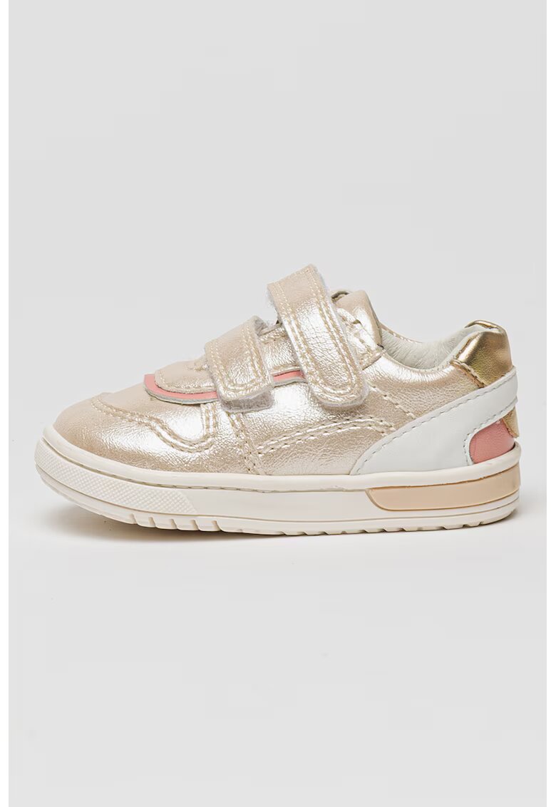 Primigi Pantofi sport din piele ecologica cu aspect metalizat - Alb/Roz pal