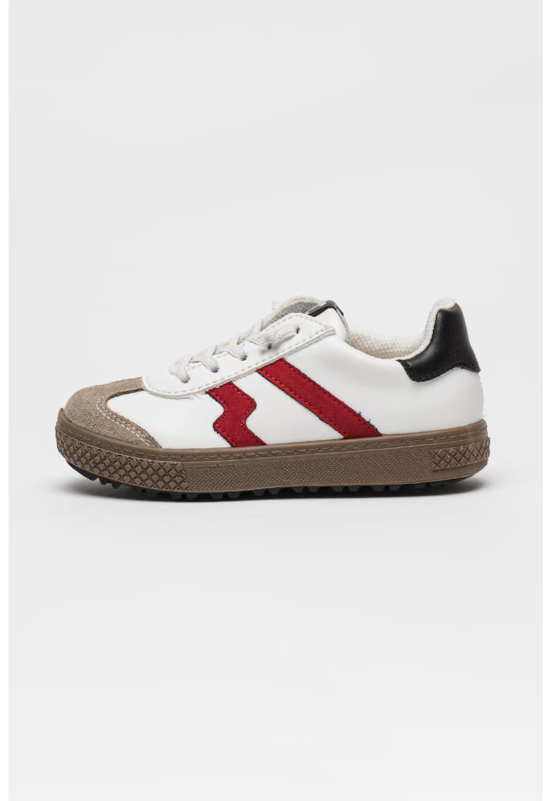 Primigi Pantofi sport din piele ecologica cu talpa plata - Alb/Bej