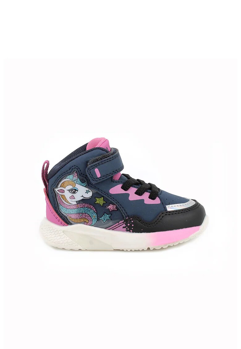 Primigi Pantofi sport high-top de piele ecologica - Roz/Bleumarin