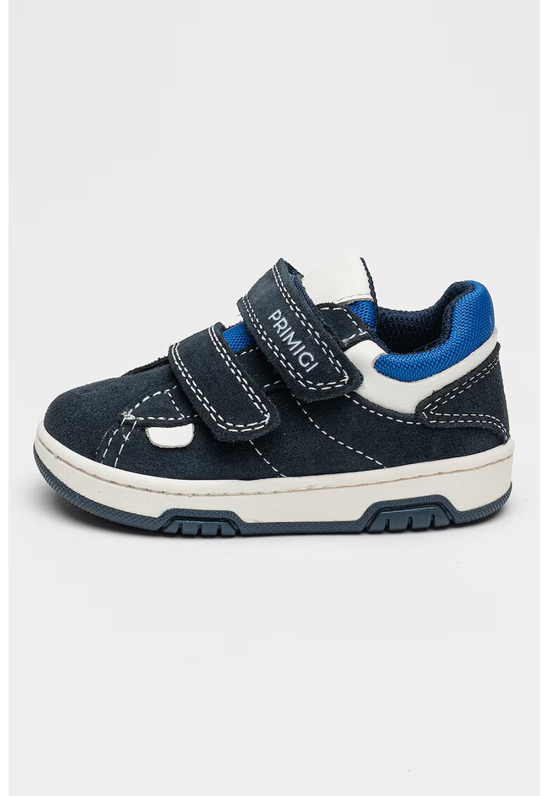 Primigi Pantofi sport low-cut de piele intoarsa cu velcro - Alb/Bleumarin