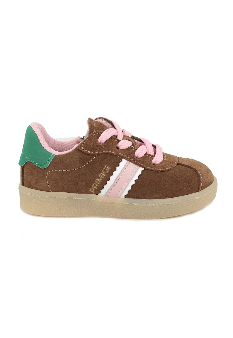 Primigi Pantofi sport low-cut din piele intoarsa - Maro/Roz deschis/Verde aquamarin