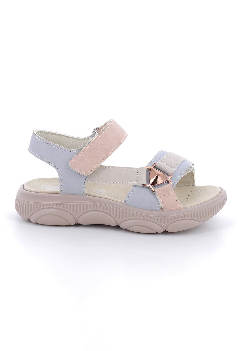 Primigi Sandale cu inchidere velcro si talpa wedge - Albastru pal/Roz pal