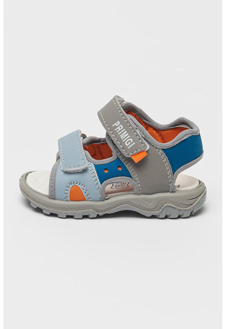 Primigi Sandale cu logo si velcro - Gri/Albastru royal/Albastru glaciar