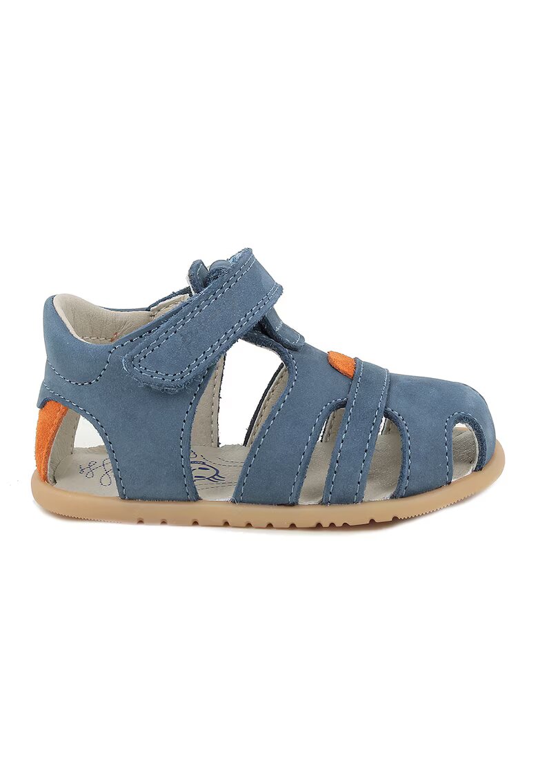 Primigi Sandale cu talpa plata si inchidere velcro - Albastru prafuit/Portocaliu mandarina