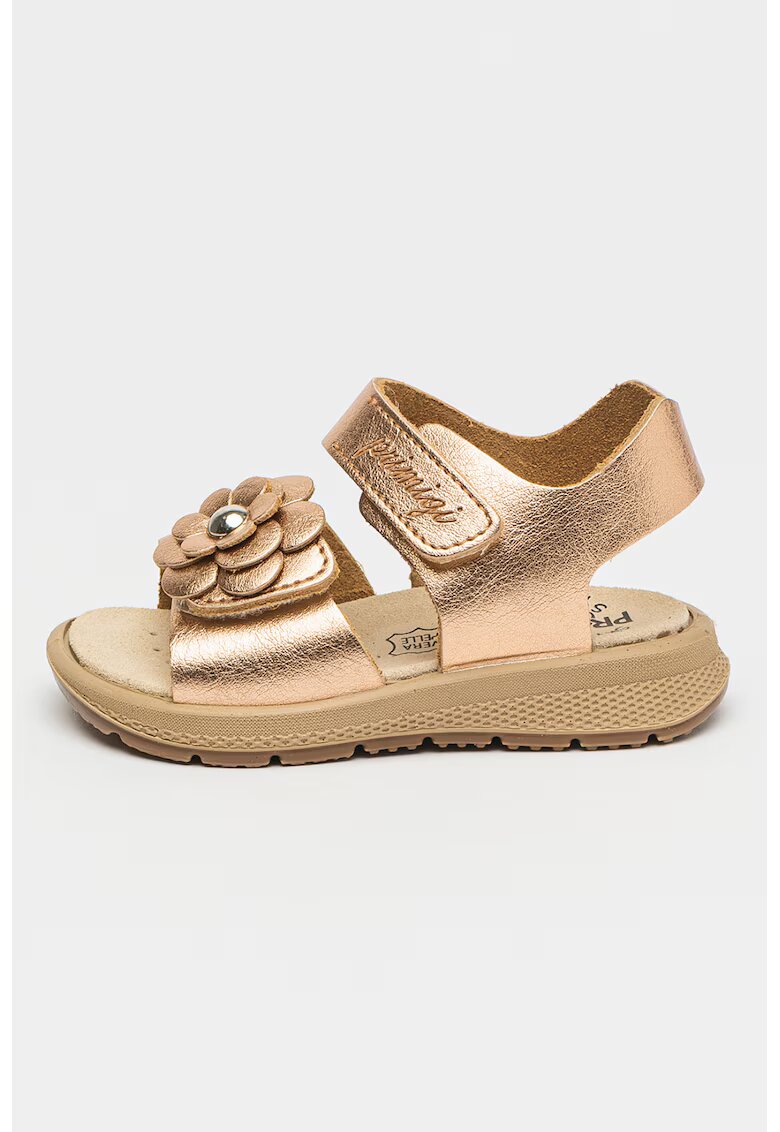 Primigi Sandale cu velcro si aplicatie floare - Auriu rose