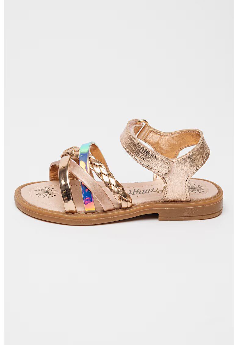 Primigi Sandale de piele cu velcro - Auriu rose/Caramel