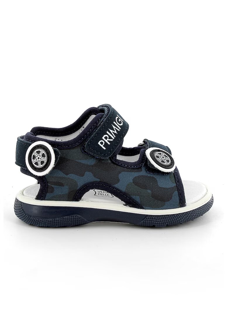 Primigi Sandale de piele intoarsa ecologica cu model - Gri inchis/Bleumarin